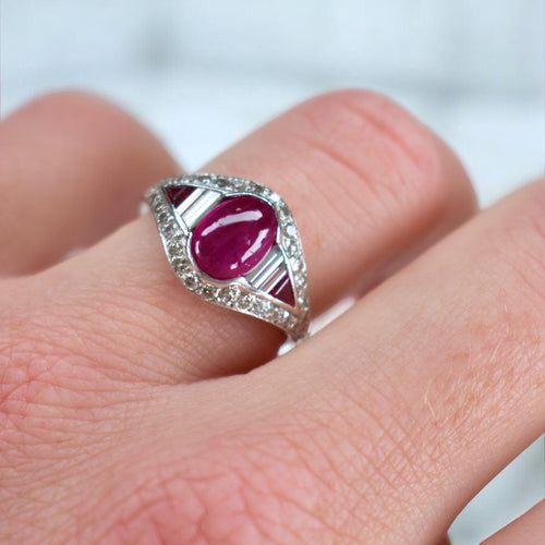 Bague 53 Bague Vintage Rubis et Diamants, Style Art Déco 58 Facettes 431