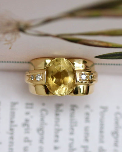 Bague 50.5 Bague Style Tank Or Jaune CItrine 58 Facettes A11624
