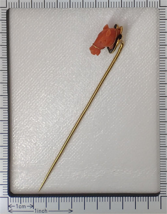 Broche Épingle à cravate antique à tête de cheval en corail 58 Facettes 24057-0275