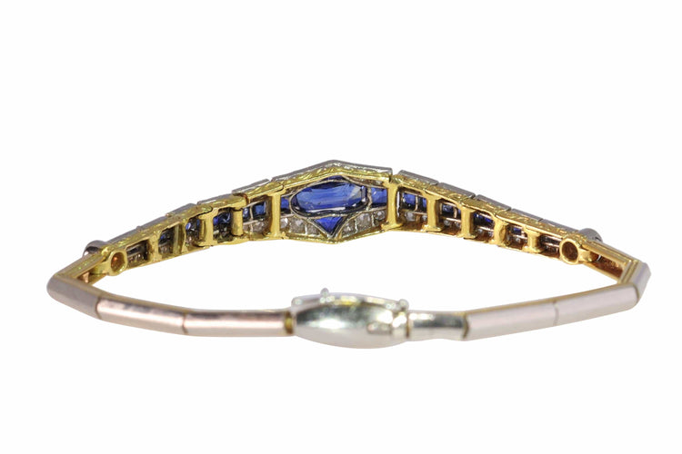 Bracelet Bracelet des années 1920 : une fusion de saphirs et de diamants 58 Facettes 13042-0008