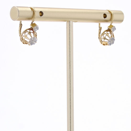 Boucles d'oreilles Dormeuses anciennes deux ors fleurs 58 Facettes 20-040C
