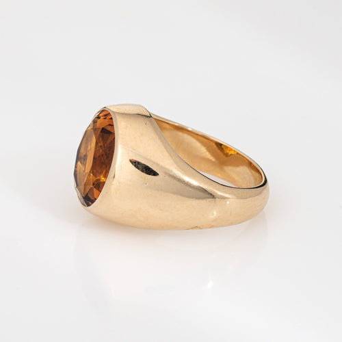 Bague 57 Chevalière en or jaune 6 carats avec citrine de Madère 58 Facettes G13952