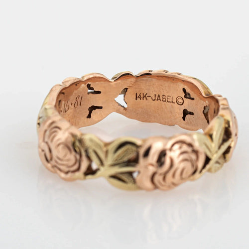 Bague 49 Roses et feuilles bague alliance or rose 58 Facettes G13477