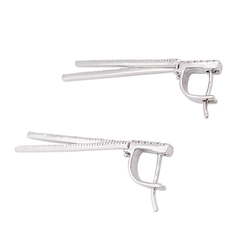 Boucles d'oreilles Boucles d'oreilles "barettes" or blanc, diamants. 58 Facettes 34026