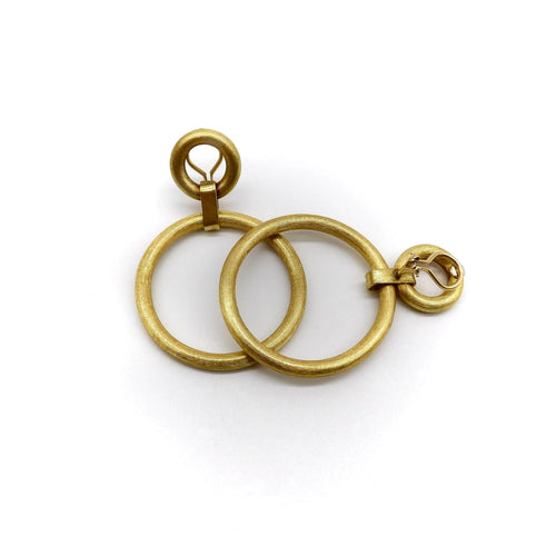 Boucles d'oreilles Vintage 14K Gold Florentine Finish Double Hoop Earrings 58 Facettes