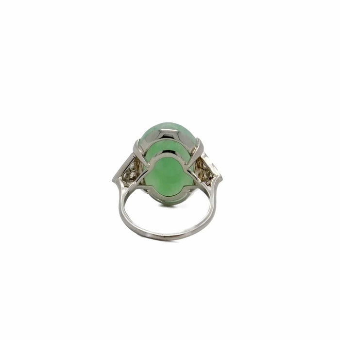 Bague 47 Bague ovale jade, platine, diamants 58 Facettes REF2208-7