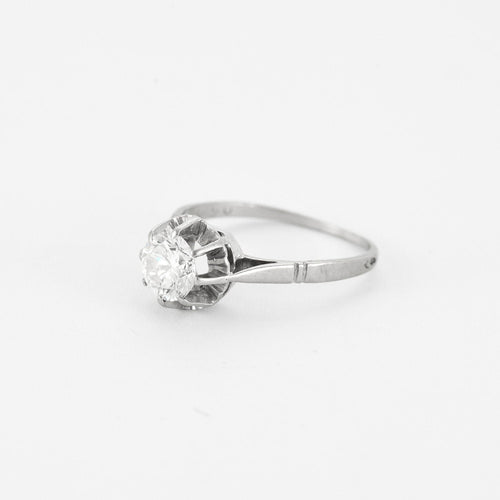Solitaire or blanc et diamant