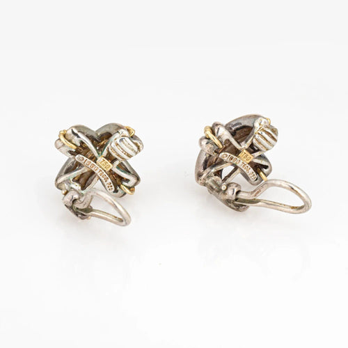 Boucles d'oreilles Boucles d'oreilles vintage Tiffany & Co c1990 Signature X Croix en argent sterling or 18 carats 58 Facettes G13152
