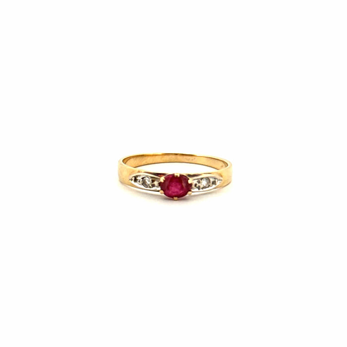 Solitaire or jaune rubis diamants