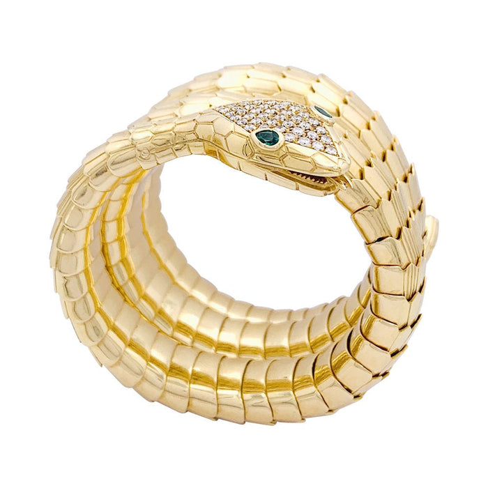 Bracelet Bracelet Illario, "Serpent", or jaune, diamants, émeraudes. 58 Facettes 33799