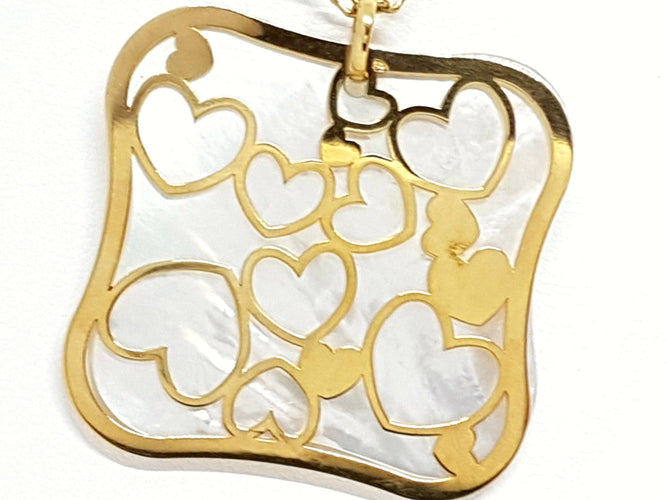 Collier Chaîne + pendentif Or jaune Nacre