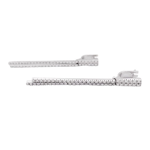 Boucles d'oreilles Boucles d'oreilles "barettes" or blanc, diamants. 58 Facettes 34026
