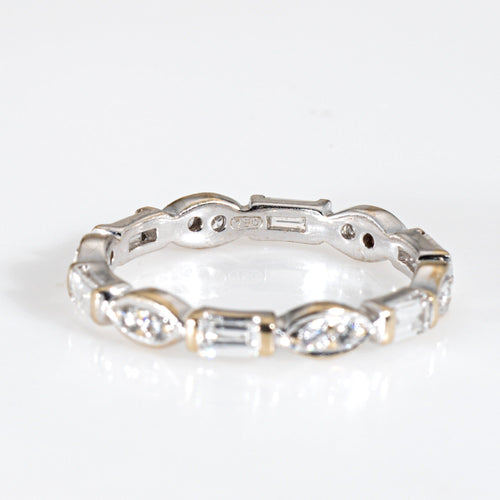 Bague 53.5 Bague d'éternité en or blanc à facettes mixtes 58 Facettes G14160