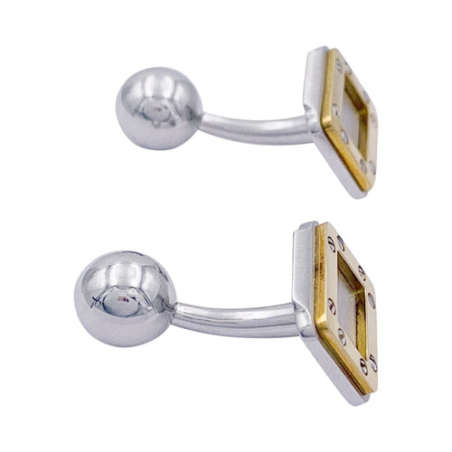 Boutons de manchette Cartier, "Santos Dumont", or et acier. 58 Facettes 33211
