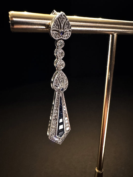 Boucles d'oreilles saphir et diamant