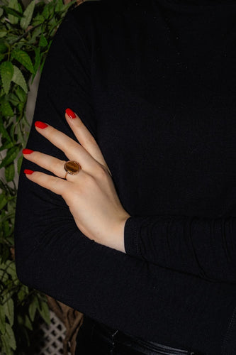 Bague 53 Ginette NY Bague Ever Tiger Eye Disc Ring Or rose Œil de tigre 58 Facettes 4970140RV