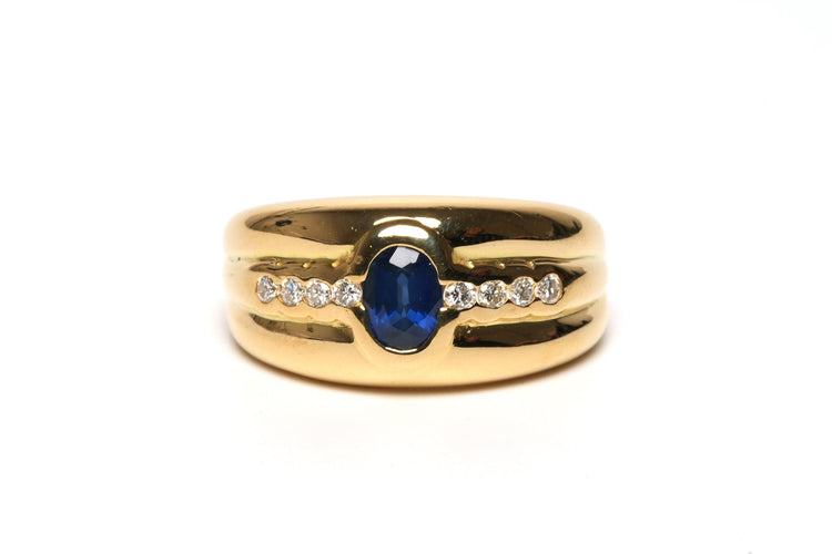 Bague 54 Bague contemporaine or jaune, saphir et diamants 58 Facettes 21933