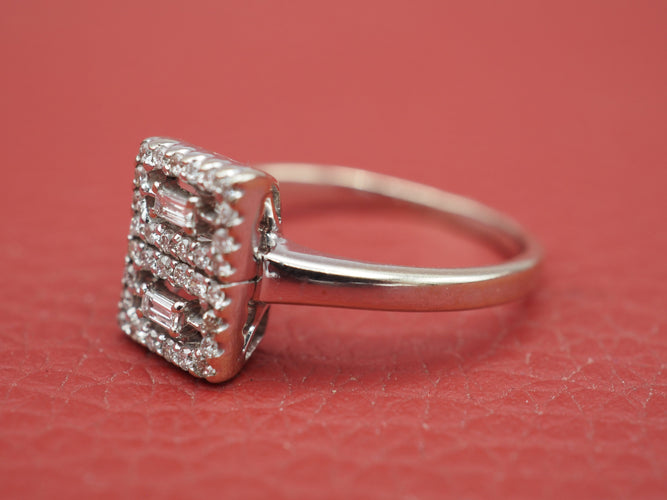 Bague 52 Bague boucle d'oreille diamant style Art déco 58 Facettes