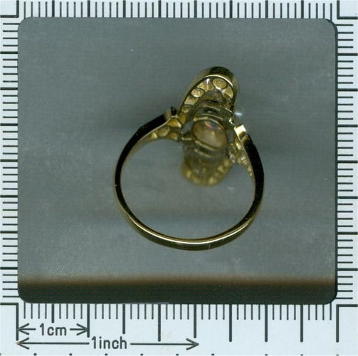 Bague 60 Flow of Love : une bague Art Nouveau en diamant et perle 58 Facettes 21042-0185