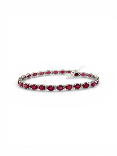 Bracelet en or blanc 18 carats , rubis et diamants