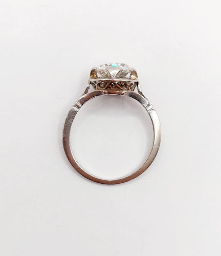Bague 50 Bague solitaire Art déco en platine et diamant taille ancienne 1,35 carats 58 Facettes A06439