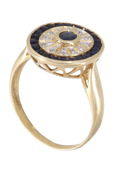 Bague moderne or jaune saphirs et diamants