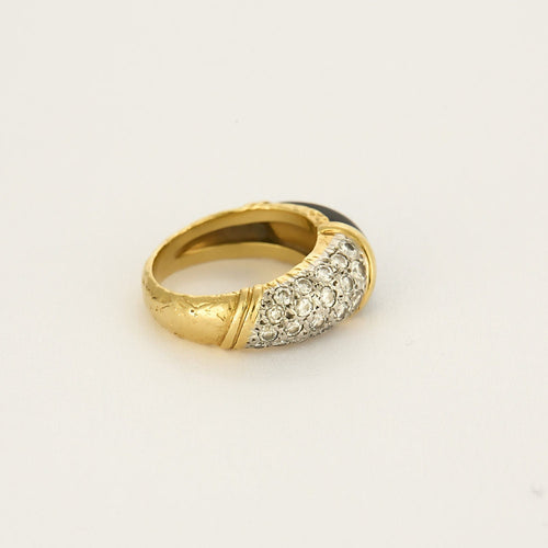 VAN CLEEF & ARPELS - Bague en or jaune, platine , onyx et diamants.