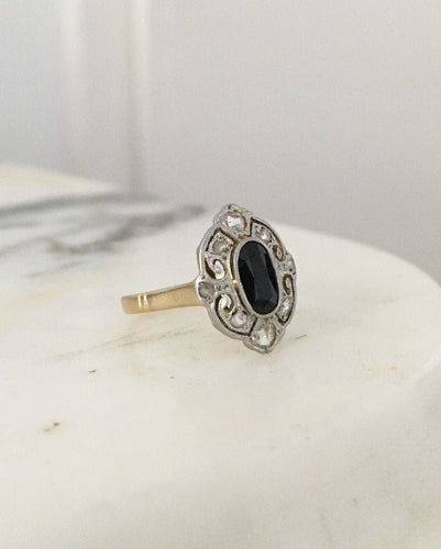 Bague 46 Bague Belle Époque en or jaune 18K et platine 58 Facettes