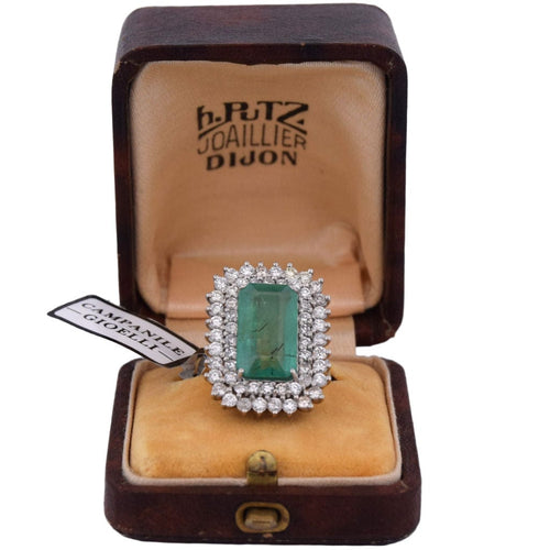 Bague 56 BAGUE PLATINE avec émeraude et diamants - DECO' 58 Facettes