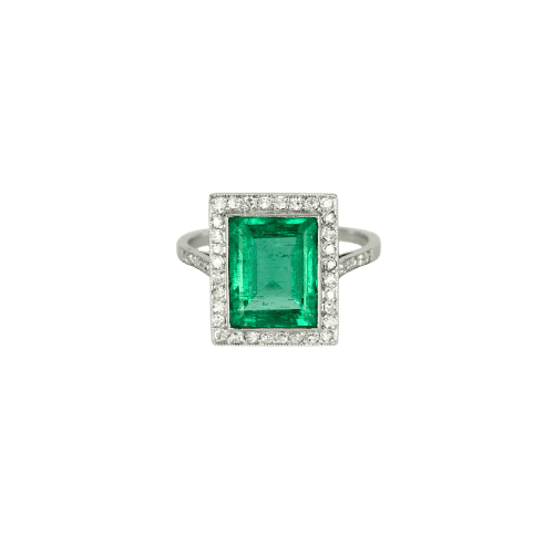 Bague 56 Bague Art Déco, platine et émeraude 58 Facettes LF19
