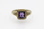 Bague Bague ancienne avec améthyste carrée en or jaune 14k, vers 1920 58 Facettes 11732