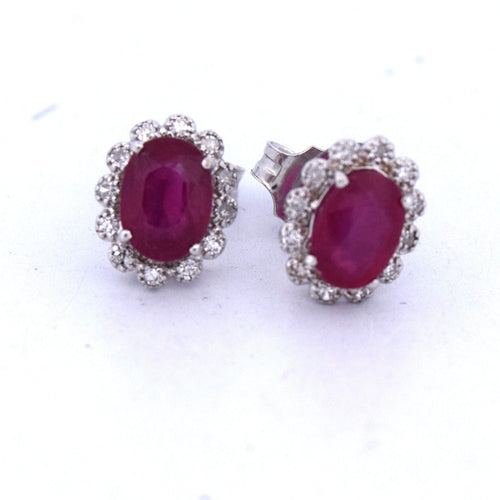 Boucles d'oreilles Boucles d'oreilles en or avec diamants et rubis 58 Facettes