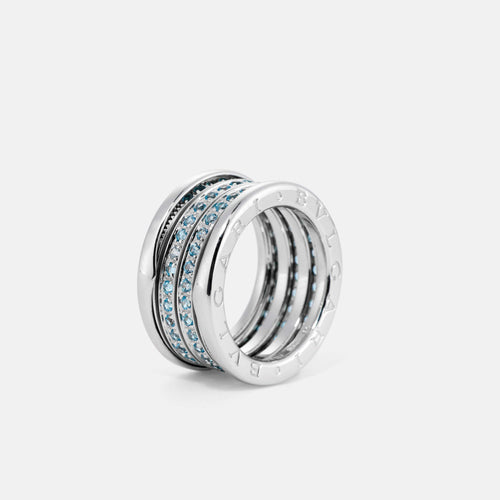 Bague 58 BULGARI - Bague B.Zero1 or blanc et topazes 58 Facettes