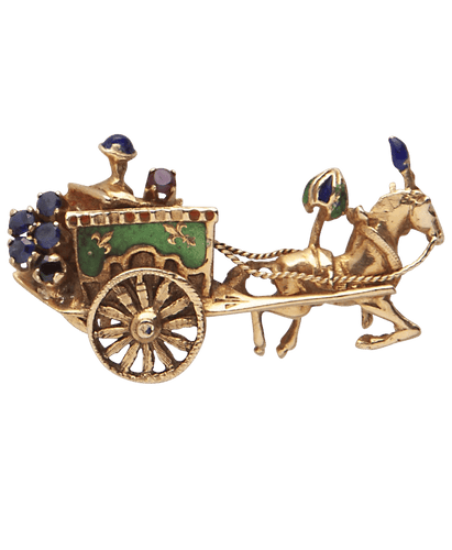 Broche Carosse du Lido Or 18K Saphir Rubis