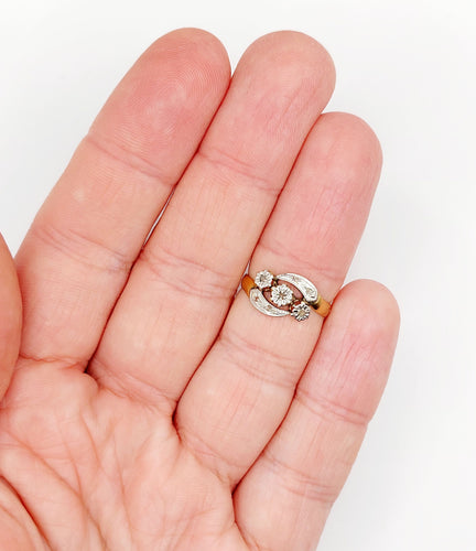 Bague 50.5 Bague or jaune, diamants taille rose (circa 1900) 58 Facettes A06375