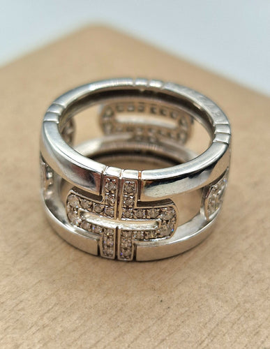 Bvlgari - Bague Parentesi en or blanc 18k et diamants