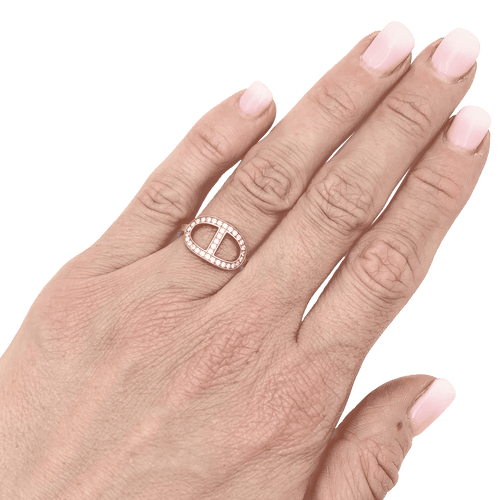 Bague 51 Bague Hermès, "Chaîne d'ancre contour", or rose, diamants. 58 Facettes 34573