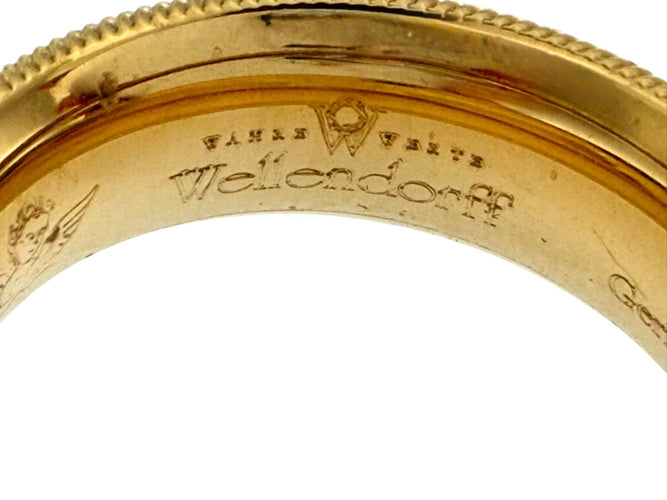 Bague 52 Bague Wellendorff or jaune Kinetic Band émail et diamant 58 Facettes