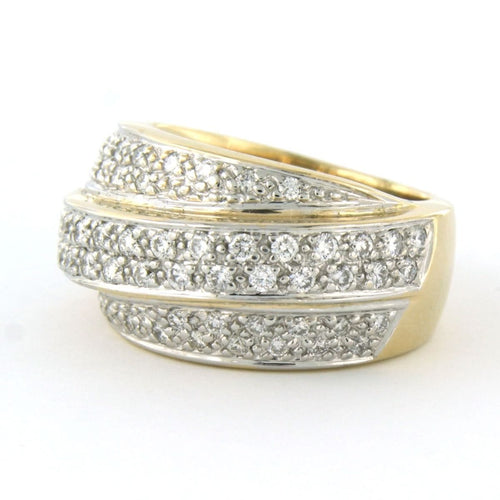 Bague 54 Bague en or bicolore avec diamants taille brillant jusqu'à 1,00 ct 58 Facettes