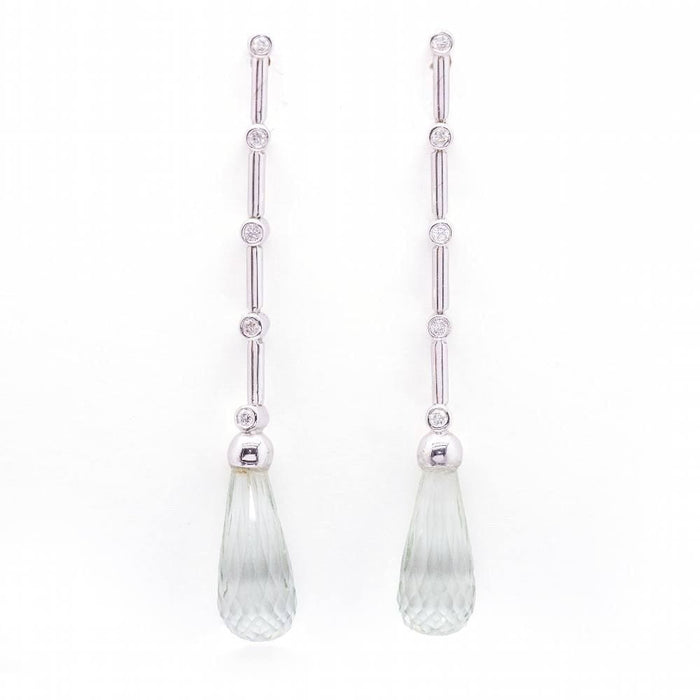 Boucles d'oreilles Boucles d'oreilles PRASIOLITE Or Blanc et Diamants 58 Facettes D360907FV