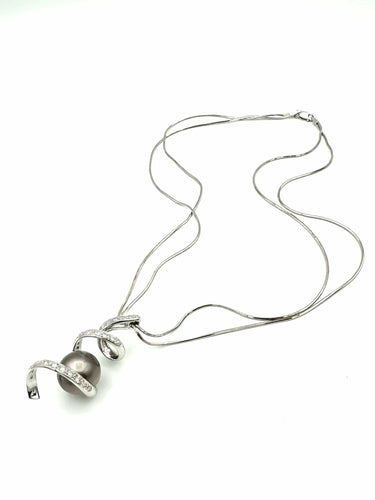 Collier HAGOPIAN. Collier or blanc 18K, diamants et perle de Tahiti (13mm) 58 Facettes