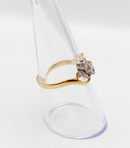 Bague 54.5 Bague antique or jaune, platine et diamants taille rose 58 Facettes A06336