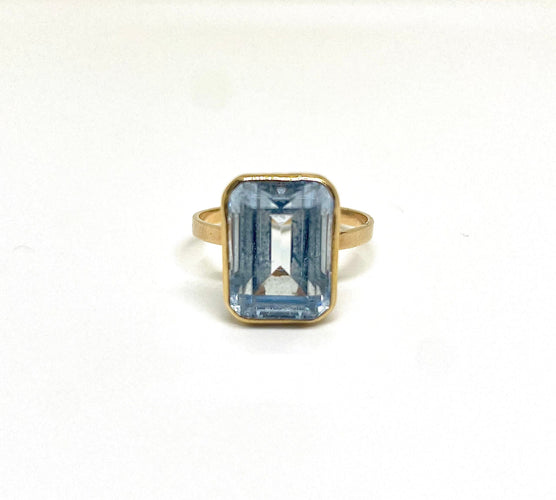 Bague 58 Bague or jaune aigue marine 58 Facettes