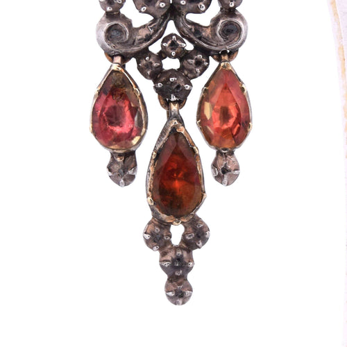 Boucles d'oreilles Boucles d'oreilles catalanes anciennes en or jaune et argent avec grenats naturels 58 Facettes OR86