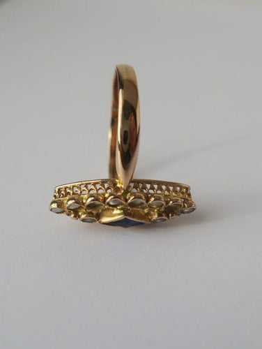 Bague 55 Bague marquise or rose saphir perles 58 Facettes