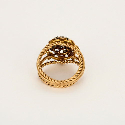 Bague 54 Bague Or jaune, Platine, diamants et saphir 58 Facettes CAS0261