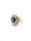 Bague 56 Anello en or jaune 18 kt avec saphir et diamants 58 Facettes