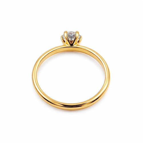 Bague 57 Solitaire en or jaune et diamant 58 Facettes 50351