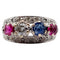 Bague 51 Bague jarretière art déco or blanc diamant, saphir et rubis 58 Facettes A03240