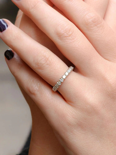 Bague 54 Alliance américaine or blanc diamants 1,38 ct 58 Facettes J65